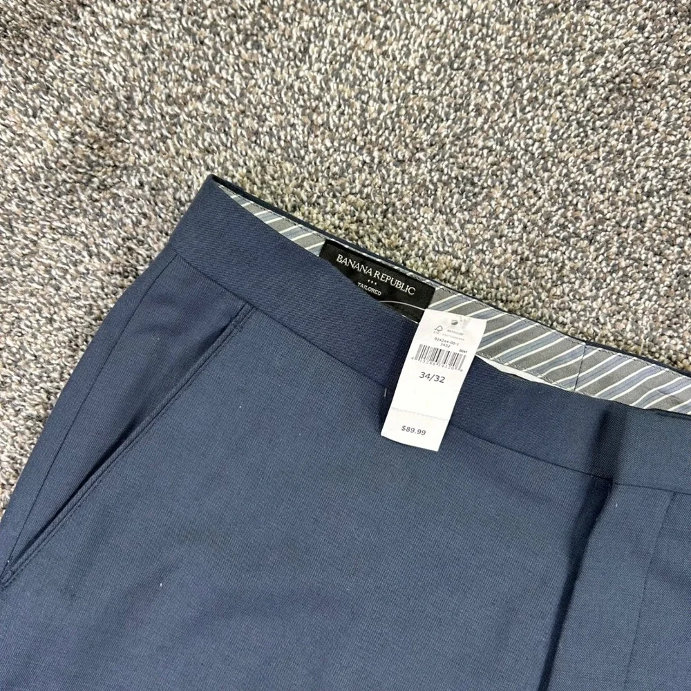 NEW Banana Republic Mens‎ Tailored Fit Dress Pants Navy Blue 34x32 924244-00-1